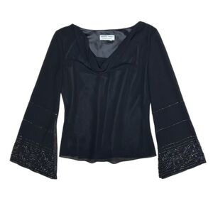 Adrianna Papell Black Beaded Top